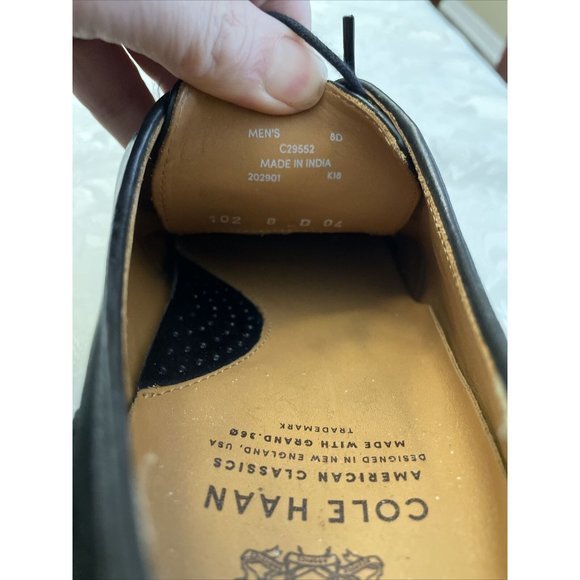 Cole Haan Gramercy Derby Wigtip Ox shoes 8D Old Money C29552 Black Grand 360 - Picture 11 of 12